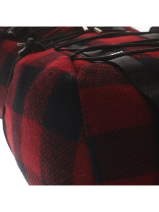 Celine Logo Embroidery Plaid Wool Backpack Red Black
